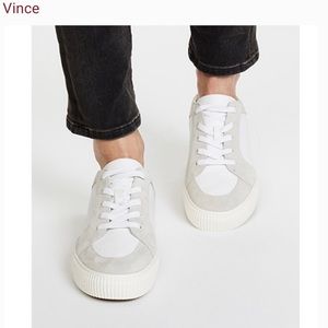VINCE. Never been worn white and light grey/beige slip on sneakers